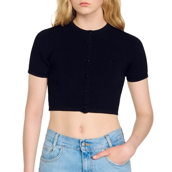 Dony Ribbed Cropped Cardigan - Picture 1 of 7